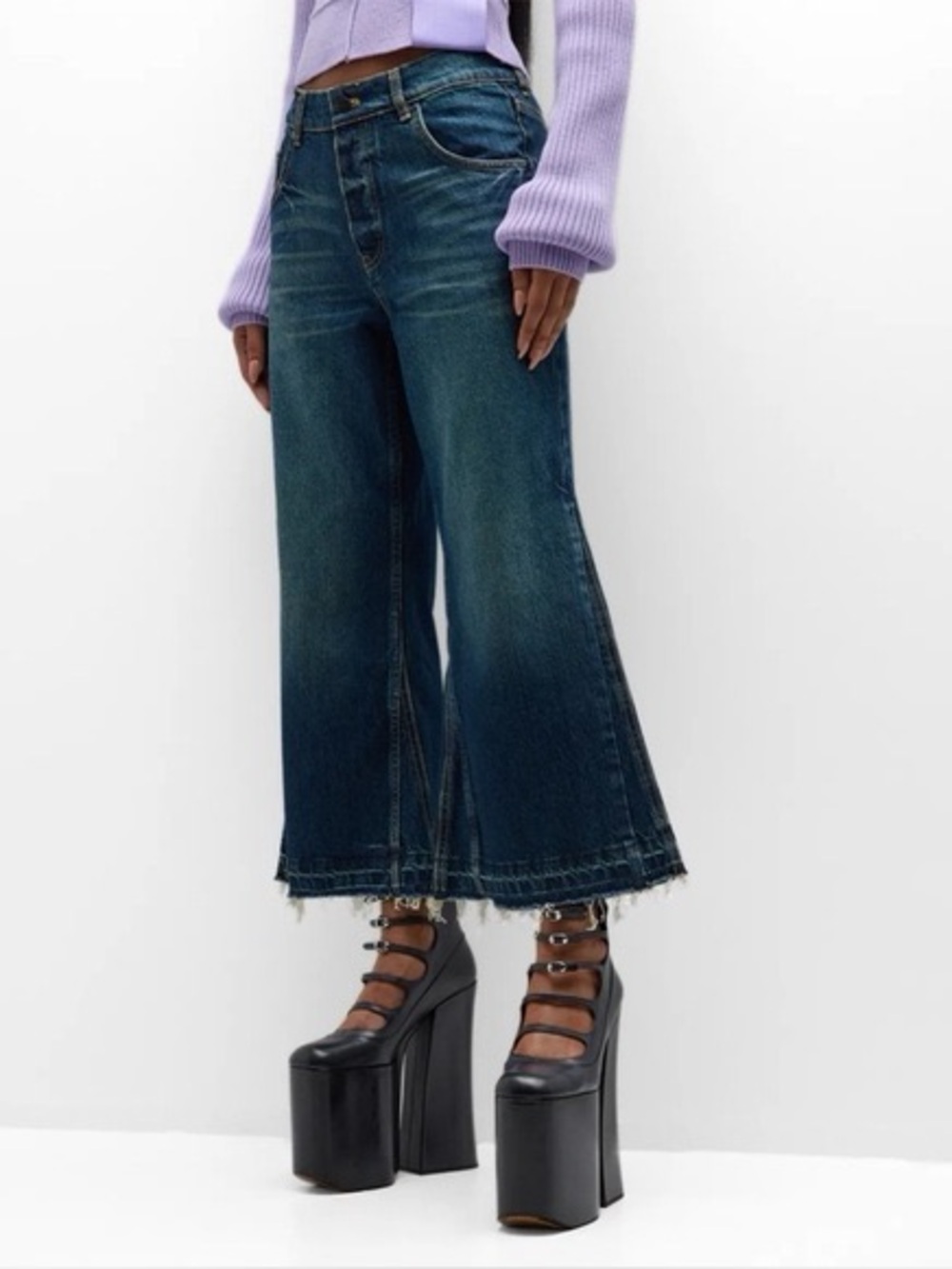 Marc Jacob’s Flared Crop Denim Pants In Future Indigo
